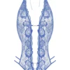 Κορμάκι από δαντέλα Lace open crotch body Renee - blue