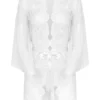 Λευκό κιμονό Lace Kimono Set Flower - White - Christine