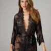 Μαύρο κιμονό Lace Kimono Graceful - Black - Christine