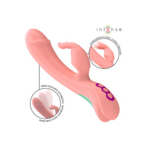 Διπλός δονητής INTENSE - RACHEL RABBIT VIBRATOR 5 VIBRATIONS CORAL