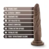 Ρεαλιστικό Ομοίωμα πέους Dr. Skin Silicone By Blush® | Dr. Carter Realistic Chocolate 7.5-Inch Long Dildo With Suction Cup Base