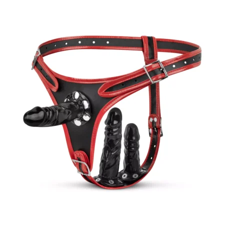 Στραπόν με 3 ομοιώματα Triple Dildo Strap-On Harness Easytoys Fetish Collection