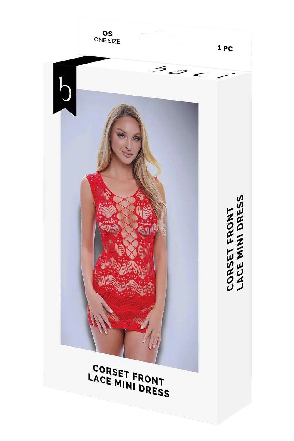 Μίνι φόρεμα Corset Front Lace Mini Dress Red BACI LINGERIE