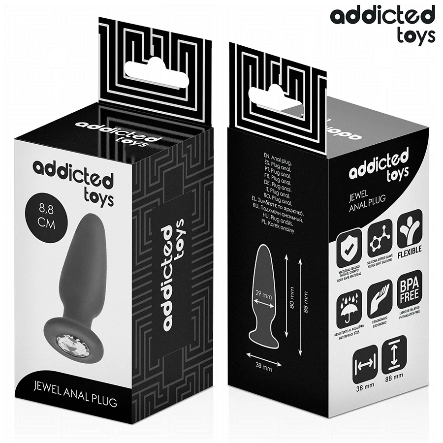Πρωκτική σφήνα ADDICTED TOYS - ANAL PLUG WITH JEWEL SILICONE SIZE S 8.8 CM