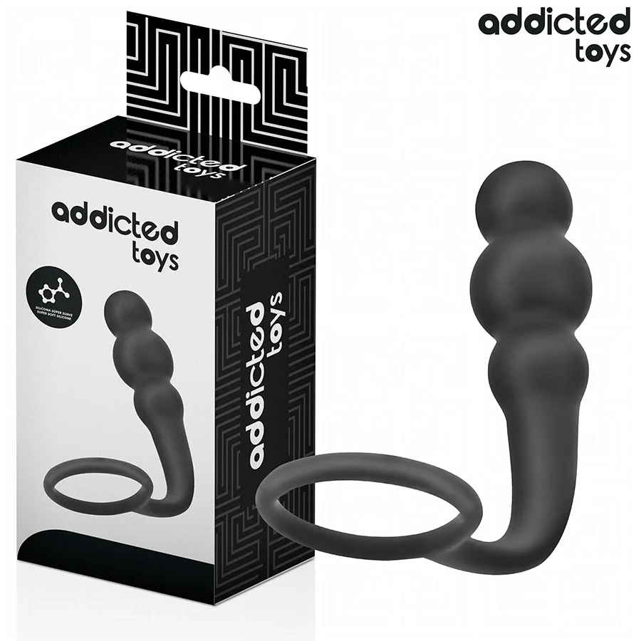Πρωκτική σφήνα με δακτύλιο πέους ADDICTED TOYS - ANAL PLUG WITH RING SILICONE MODEL 4