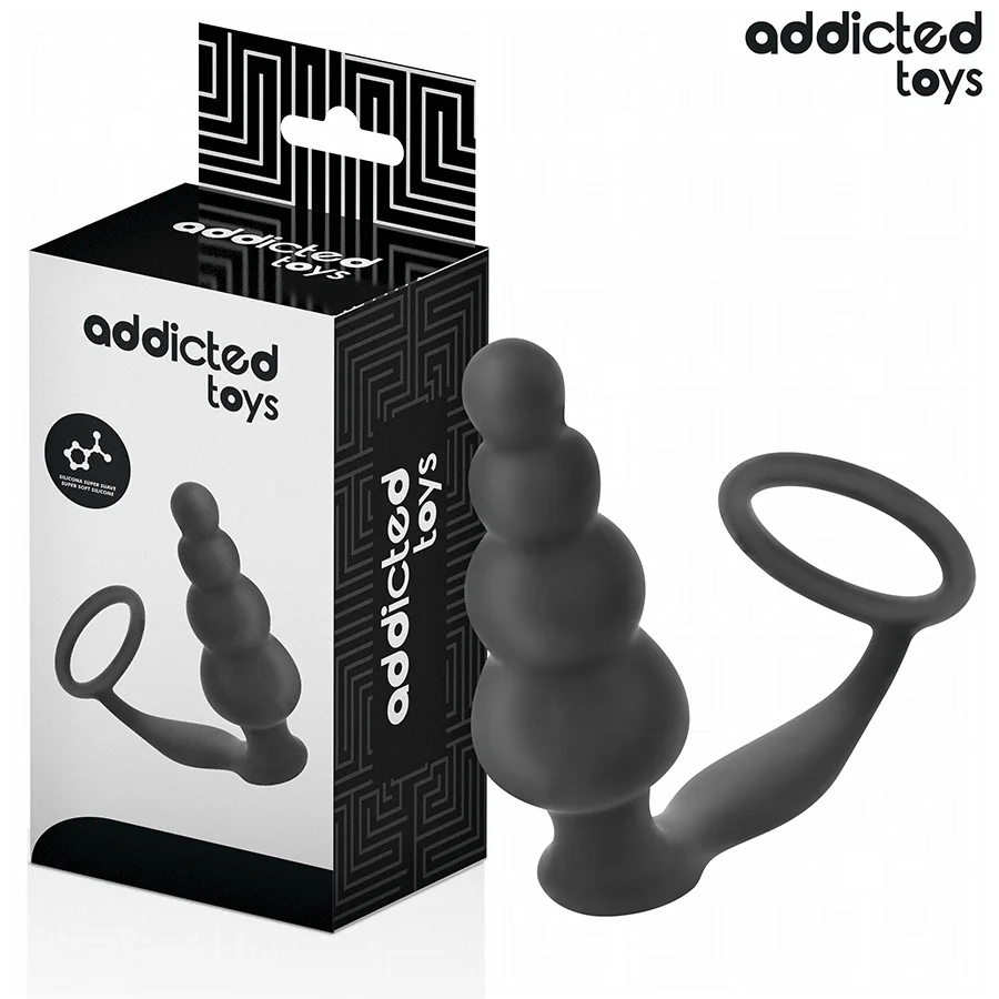 Πρωκτική σφήνα με δακτύλιο πέους ADDICTED TOYS - ANAL PLUG WITH RING SILICONE MODEL 5