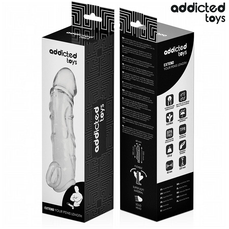 Προέκταση πέους ADDICTED TOYS - TRANSPARENT PENIS EXTENSION SIZE 27 CM