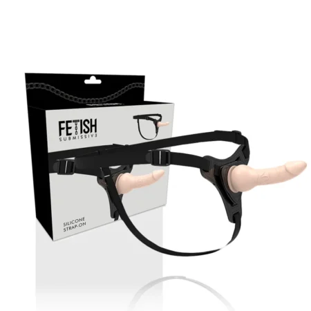 Στραπόν ζώνη με dildo FETISH SUBMISSIVE HARNESS - FLESH REALISTIC SILICONE 16 CM