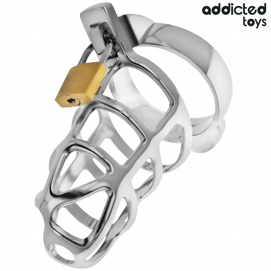 Κλουβί πέους ADDICTED TOYS LOCKED - SILVER LOCK METAL PENIS CAGE SIZE M
