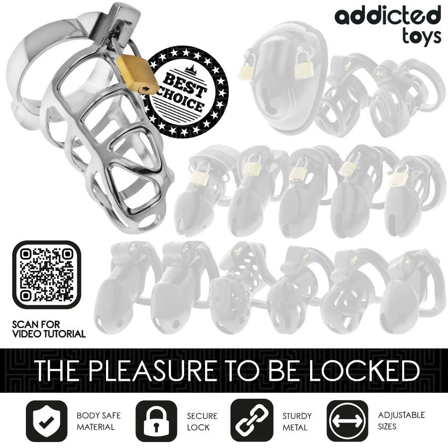 Κλουβί πέους ADDICTED TOYS LOCKED - SILVER LOCK METAL PENIS CAGE SIZE M