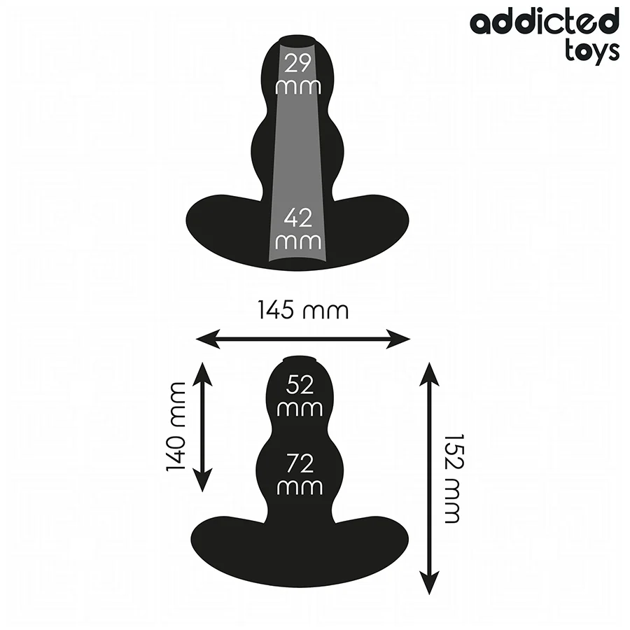 Κούφια πρωκτική σφήνα ADDICTED TOYS - HOLLOW ANAL PLUG SILICONE SIZE XXL 15.2 CM