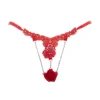 Thong with Rhinestones - One Size - Red