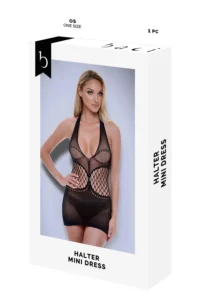 Μίνι φόρεμα Halter Mini Dress Black BACI LINGERIE