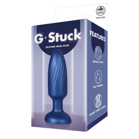 NMC G-STUCK 3.5INCH ANAL PLUG SILICONE METAL BLUE