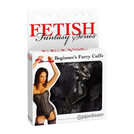 Χειροπέδες με γουνάκι Beginner's Furry Cuffs Black FETISH FANTASY SERIES PIPEDREAM