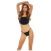 Σετ κορσέ με στρινγκ Cropped Zip Back Corset Set Black BOMBSHELL BOUDOIR