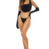 Σετ κορσέ με στρινγκ Cropped Zip Back Corset Set Black BOMBSHELL BOUDOIR
