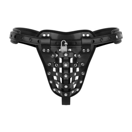 Ανδρική δερμάτινη ζώνη αγνότητας Bedroom Fantasies - Chastity Cage Panty - Black