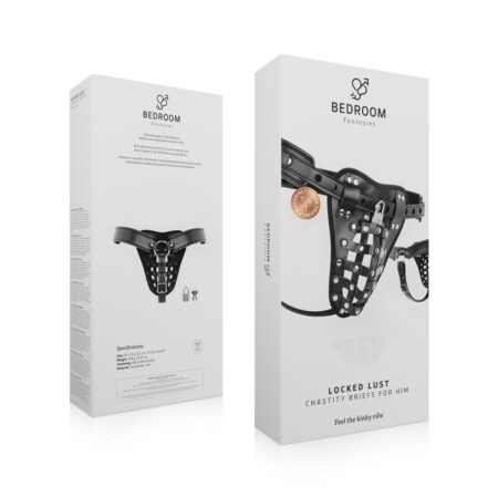 Ανδρική δερμάτινη ζώνη αγνότητας Bedroom Fantasies - Chastity Cage Panty - Black