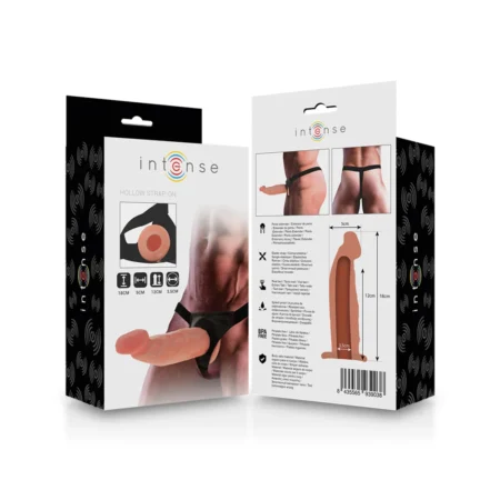Κούφιο Ομοίωμα Πέους Strap On με ζώνη INTENSE - HOLLOW HARNESS WITH DILDO 18 X 3.5 CM