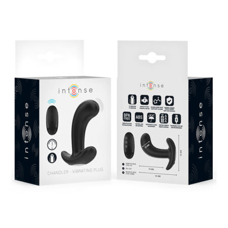 Πρωκτική σφήνα με δόνηση INTENSE - CHANDLER ANAL PLUG 10 VIBRATIONS BLACK REMOTE CONTROL