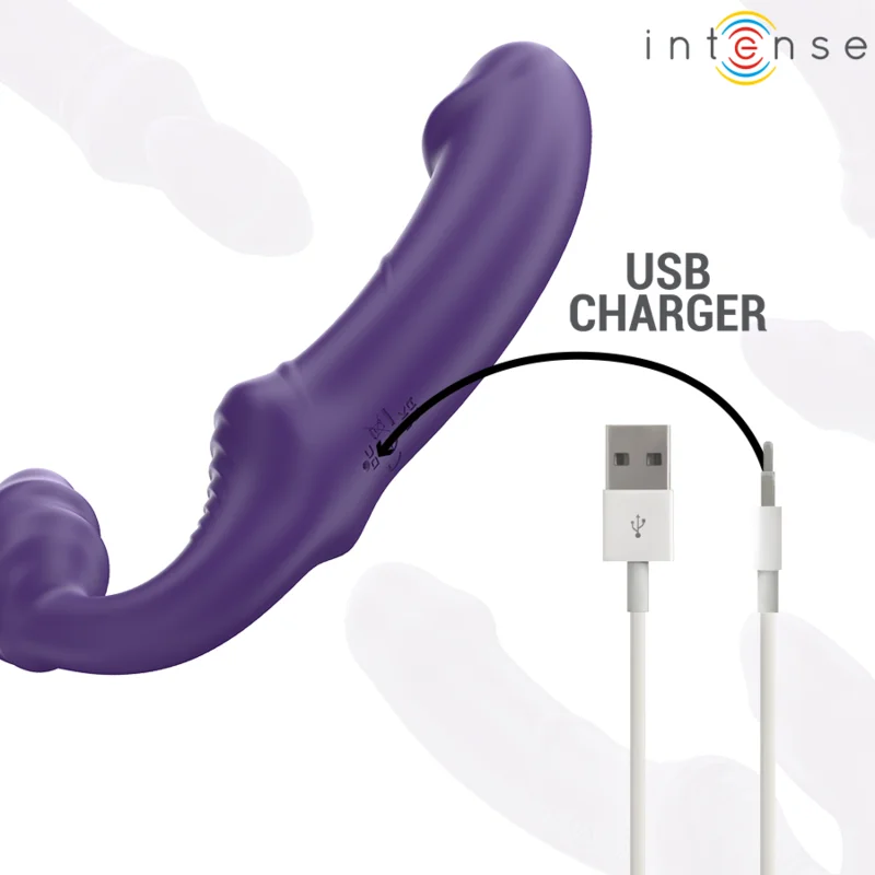 Δονητής INTENSE - JILL DOUBLE VIBRATOR 20 CM PURPLE REMOTE CONTROL