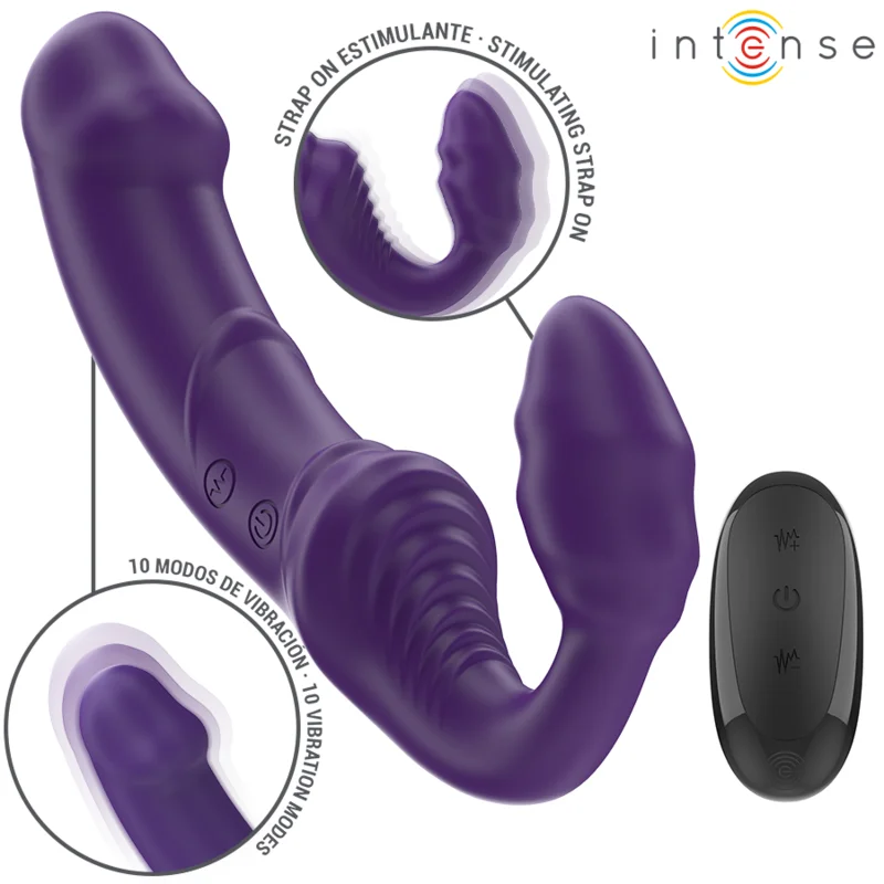 Δονητής INTENSE - JILL DOUBLE VIBRATOR 20 CM PURPLE REMOTE CONTROL
