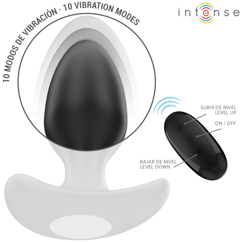 Πρωκτική σφήνα με δόνηση INTENSE - JOEY ANAL PLUG 10 VIBRATIONS BLACK REMOTE CONTROL