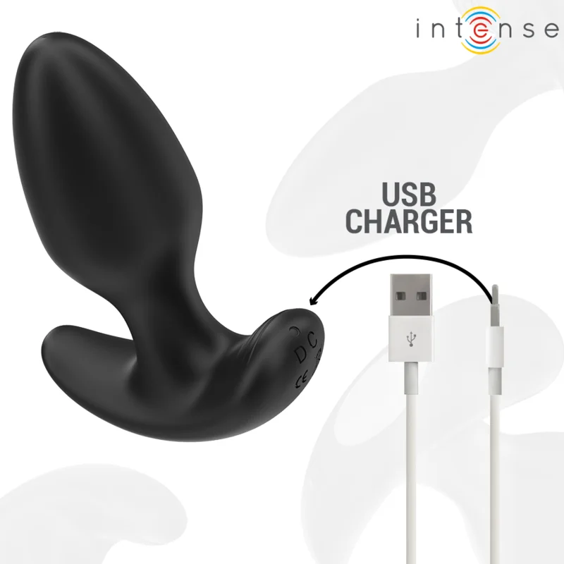 Πρωκτική σφήνα με δόνηση INTENSE - JOEY ANAL PLUG 10 VIBRATIONS BLACK REMOTE CONTROL