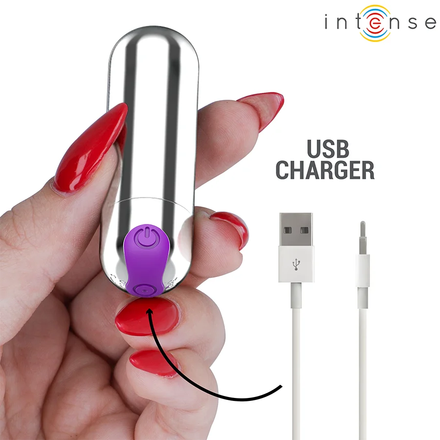 Μίνι δονητής INTENSE - KAREN MINI RECHARGEABLE VIBRATING BULLET SILVER