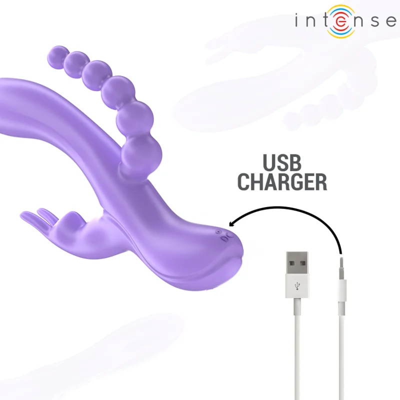 Δονητής INTENSE - MIKO TRIPLE VIBRATOR RABBIT & STIMULATOR & ANAL 7 VIBRATIONS PURPLE