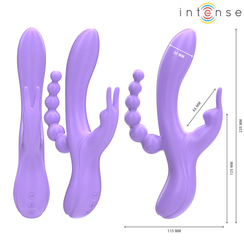 Δονητής INTENSE - MIKO TRIPLE VIBRATOR RABBIT & STIMULATOR & ANAL 7 VIBRATIONS PURPLE