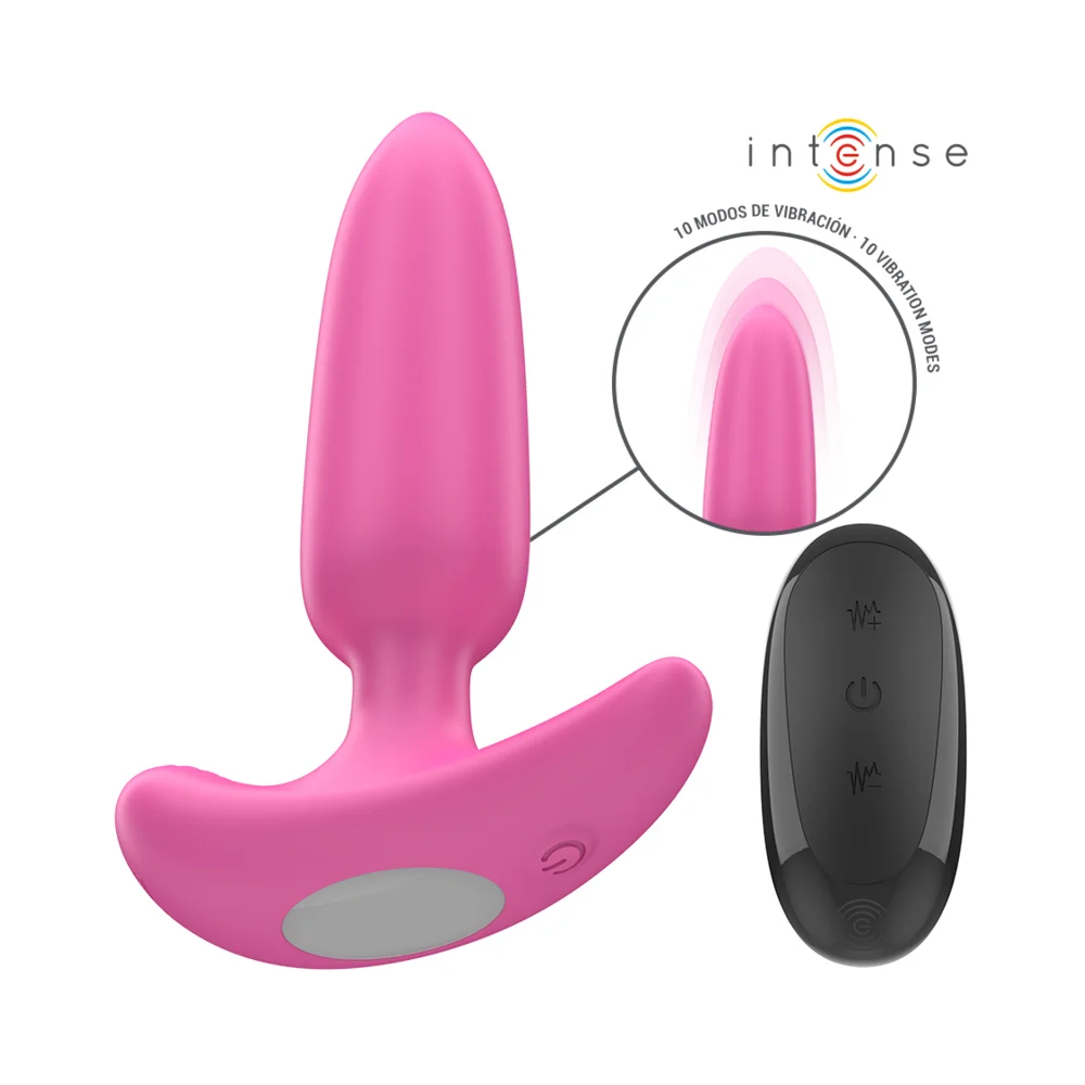 Πρωκτική σφήνα με δόνηση INTENSE - ROSS ANAL PLUG 10 VIBRATIONS PINK REMOTE CONTROL