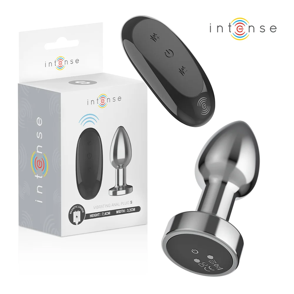 Μεταλλική πρωκτική σφήνα με δόνηση INTENSE - ANAL PLUG 10 VIBRATIONS METAL WITH REMOTE CONTROL S