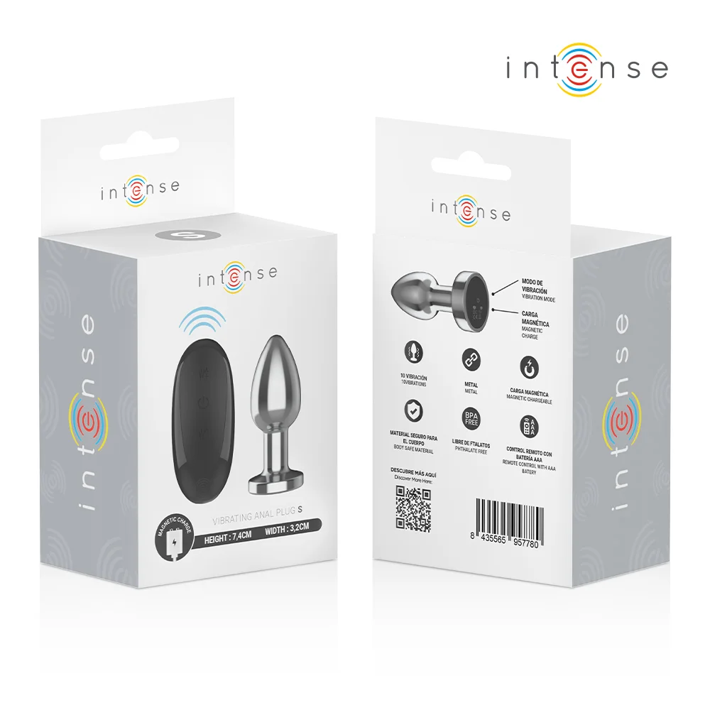 Μεταλλική πρωκτική σφήνα με δόνηση INTENSE - ANAL PLUG 10 VIBRATIONS METAL WITH REMOTE CONTROL S