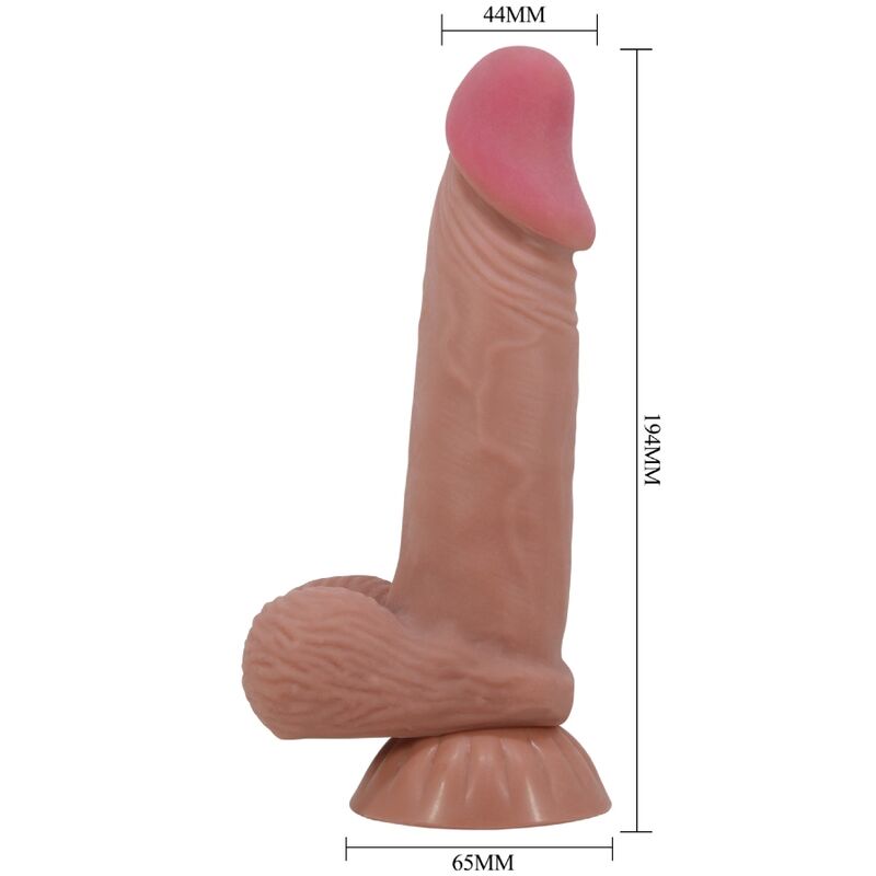 Ρεαλιστικό ομοίωμα πέους PRETTY LOVE - SLIDING SKIN SERIES REALISTIC DILDO WITH SLIDING SKIN SUCTION CUP 19.4 CM BROWN