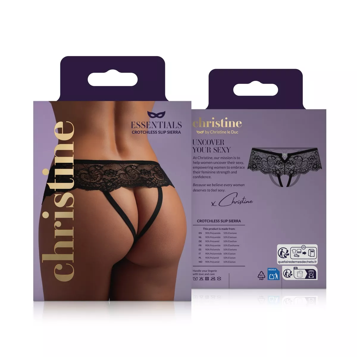 Γυναικείο σλιπ με ανοιχτό καβάλο Christine - Crotchless Slip Sierra - Black