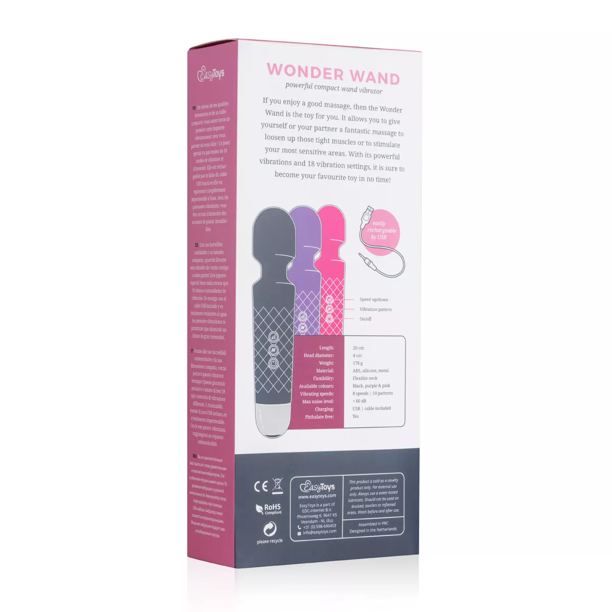 Δονητής μασάζ EasyToys Mini Wand Vibrator - Pink - Easytoys Wand Collection