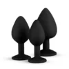 Σετ με 3 πρωκτικές σφήνες Silicone Buttplug Set with Diamond - Black - Easytoys Anal Collection